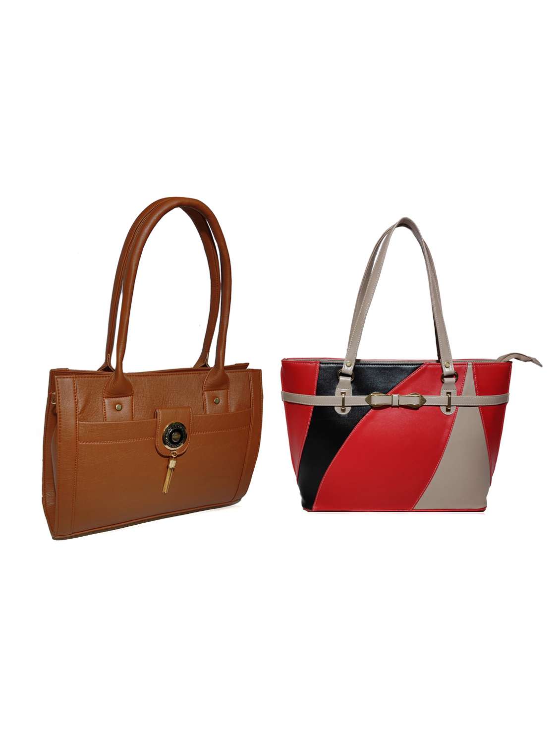 multi colored leatherette (pu) combo handbag