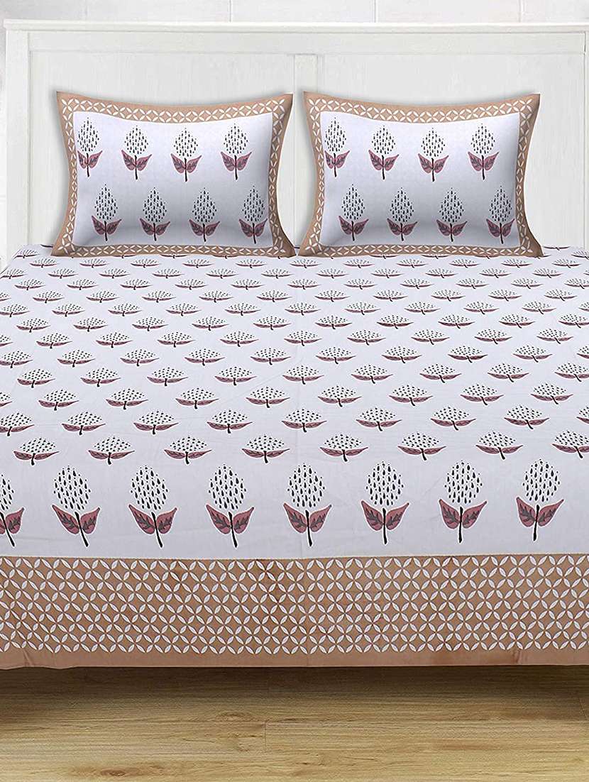 brask india 300 thread count cotton double king size bedsheet with pillow covers (bedsheet size 100 x 108 inch)