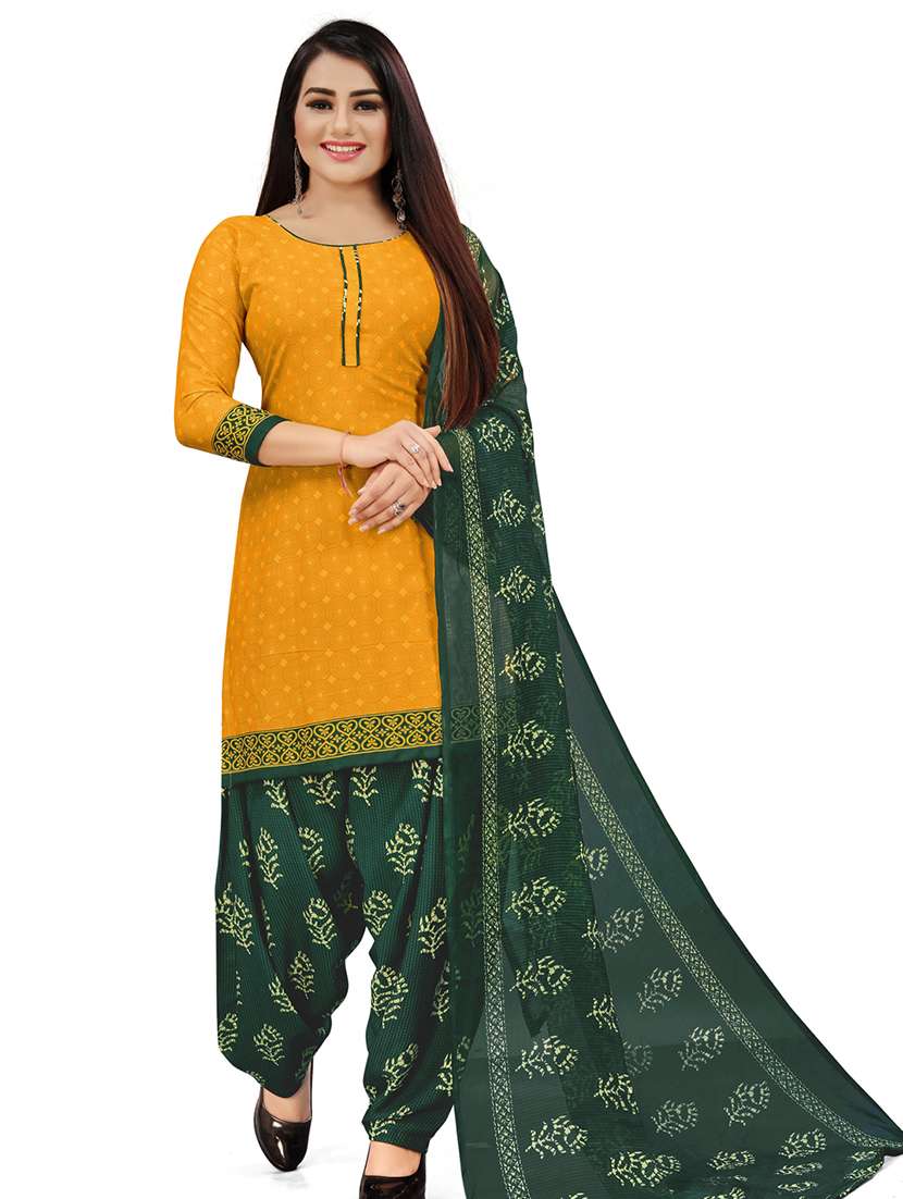 yellow crepe unstitched suit