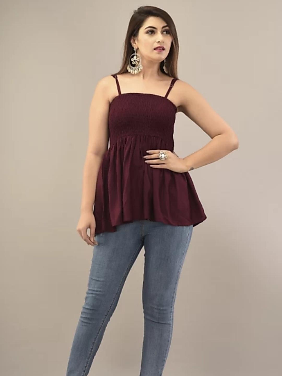 women's peplum shoulder strap top - 18175528 -  Zoom Image - 0