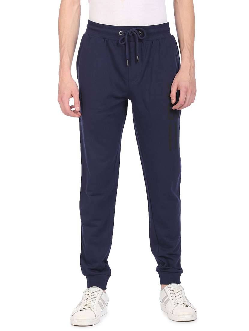 navy blue solid joggers track pant