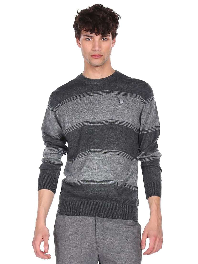 grey striped pullover