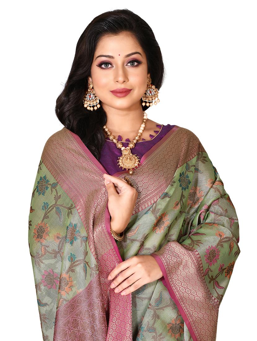 zari work banarasi saree with blouse - 18178618 - Standard Image - 2