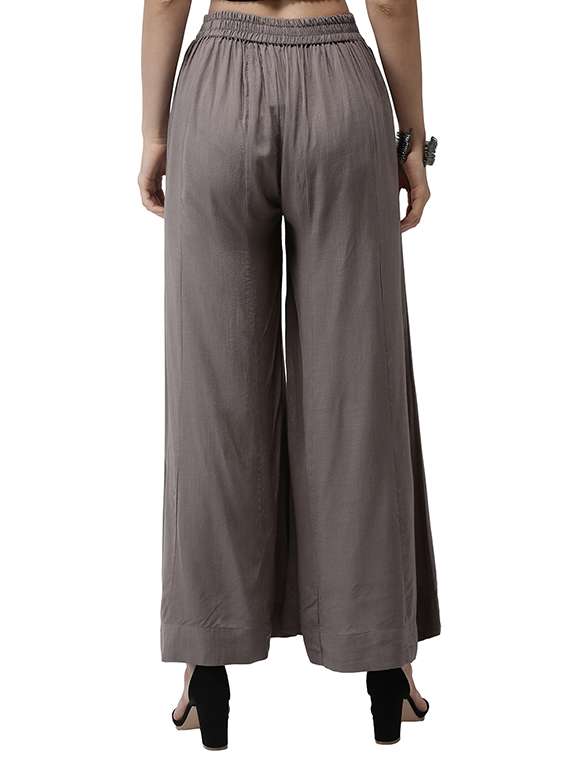 grey rayon flared palazzo - 18178654 -  Standard Image - 2