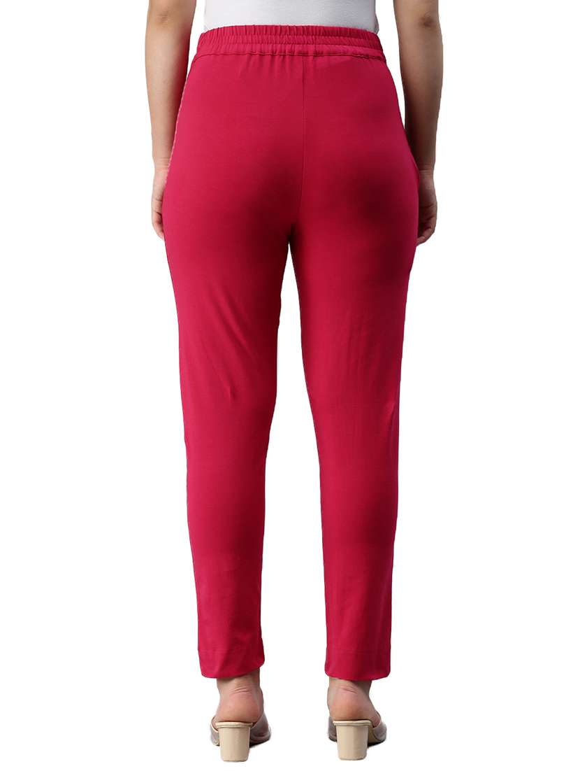 pink cotton straight tapered pant - 18178797 - Standard Image - 2