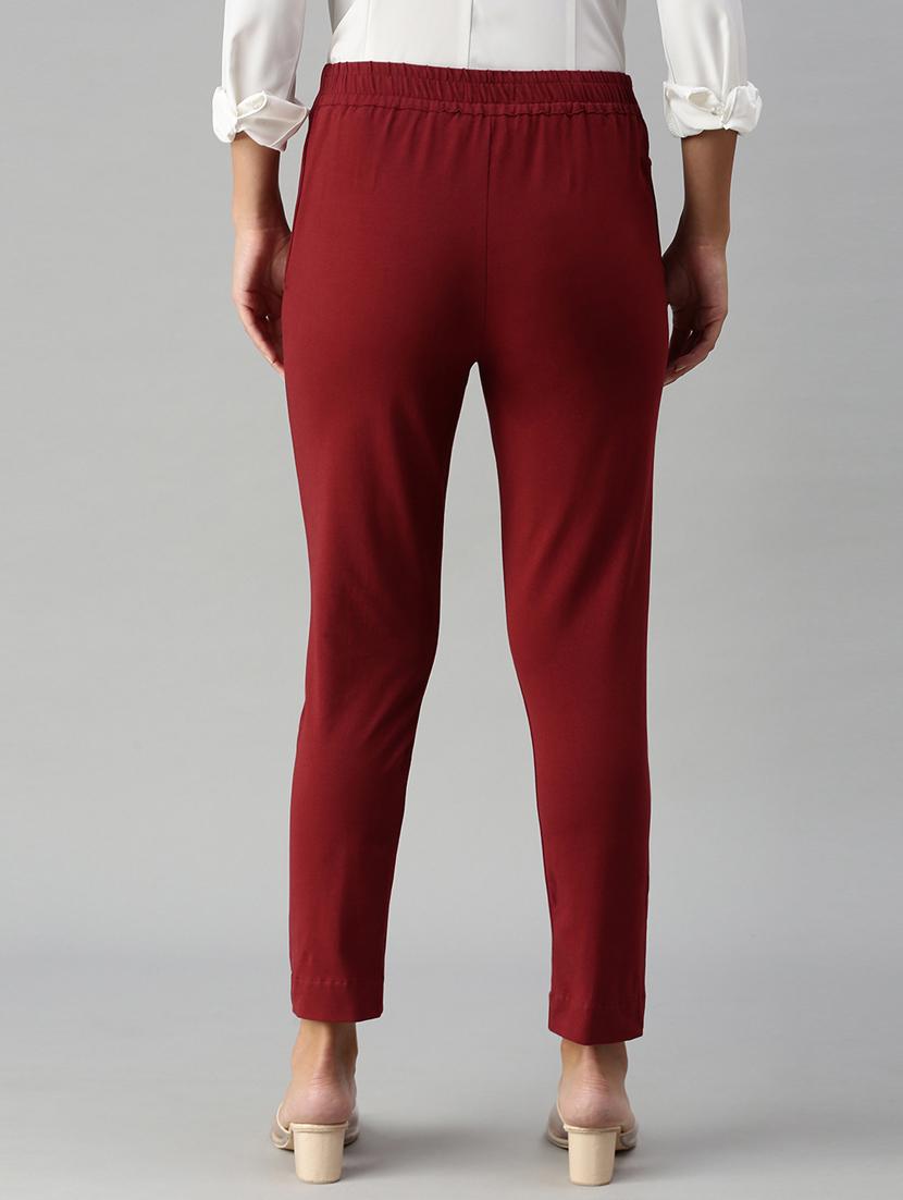 red cotton straight tapered pant - 18178800 - Standard Image - 2