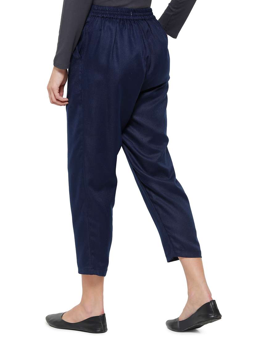 navy blue rayon trousers - 18178809 - Standard Image - 2