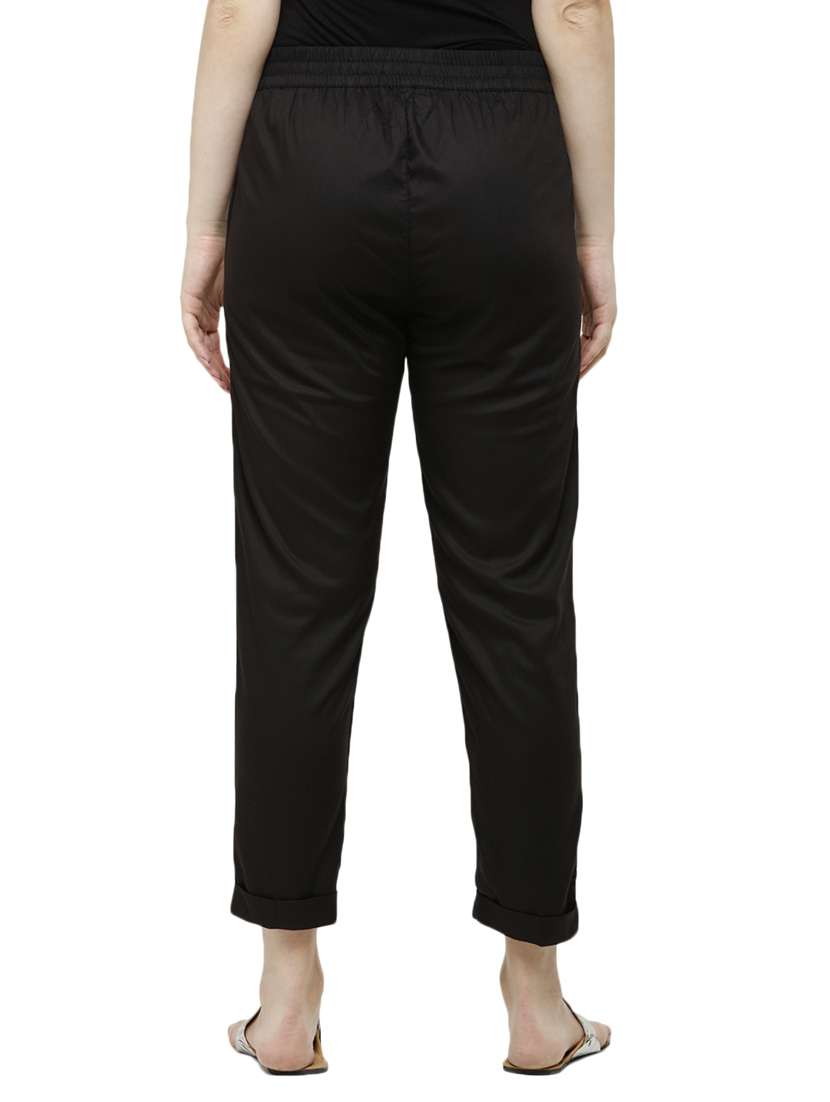 black viscose straight tapered pant - 18178816 -  Standard Image - 2