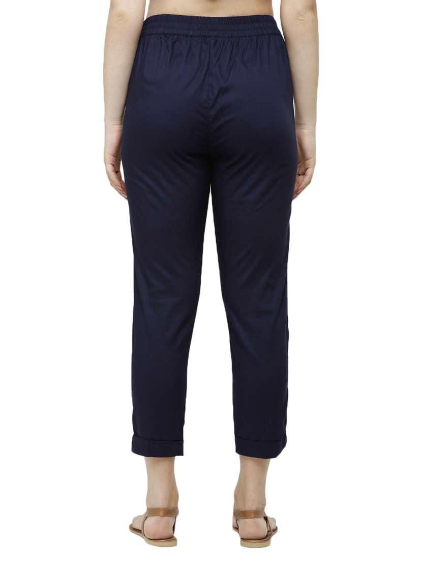 navy blue viscose straight tapered pant - 18178818 -  Standard Image - 2