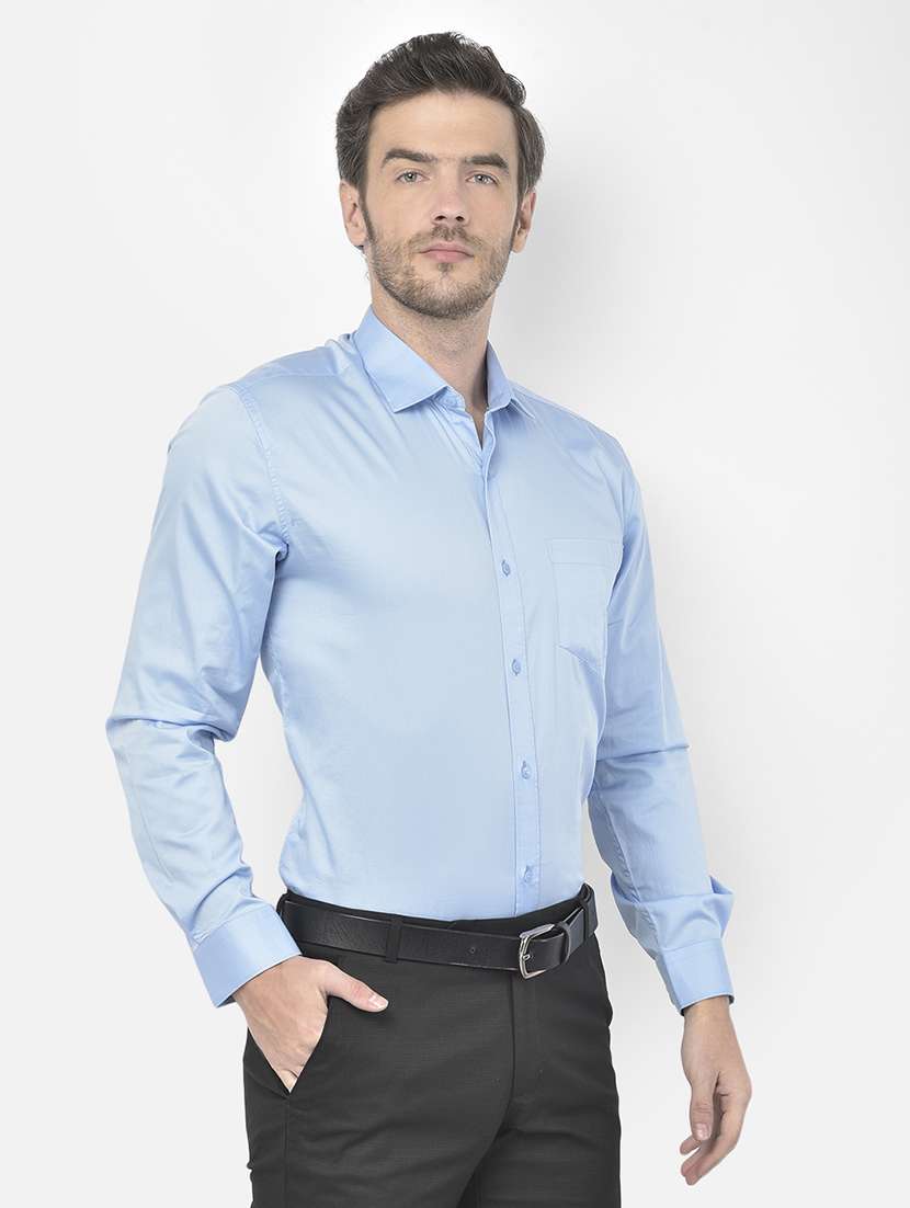 light blue solid formal shirt - 18178872 - Standard Image - 2