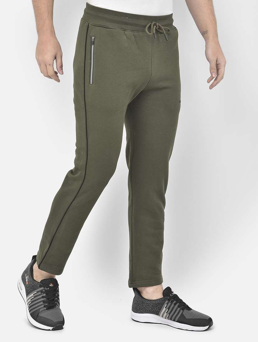 green solid full length track pant - 18178933 - Standard Image - 2