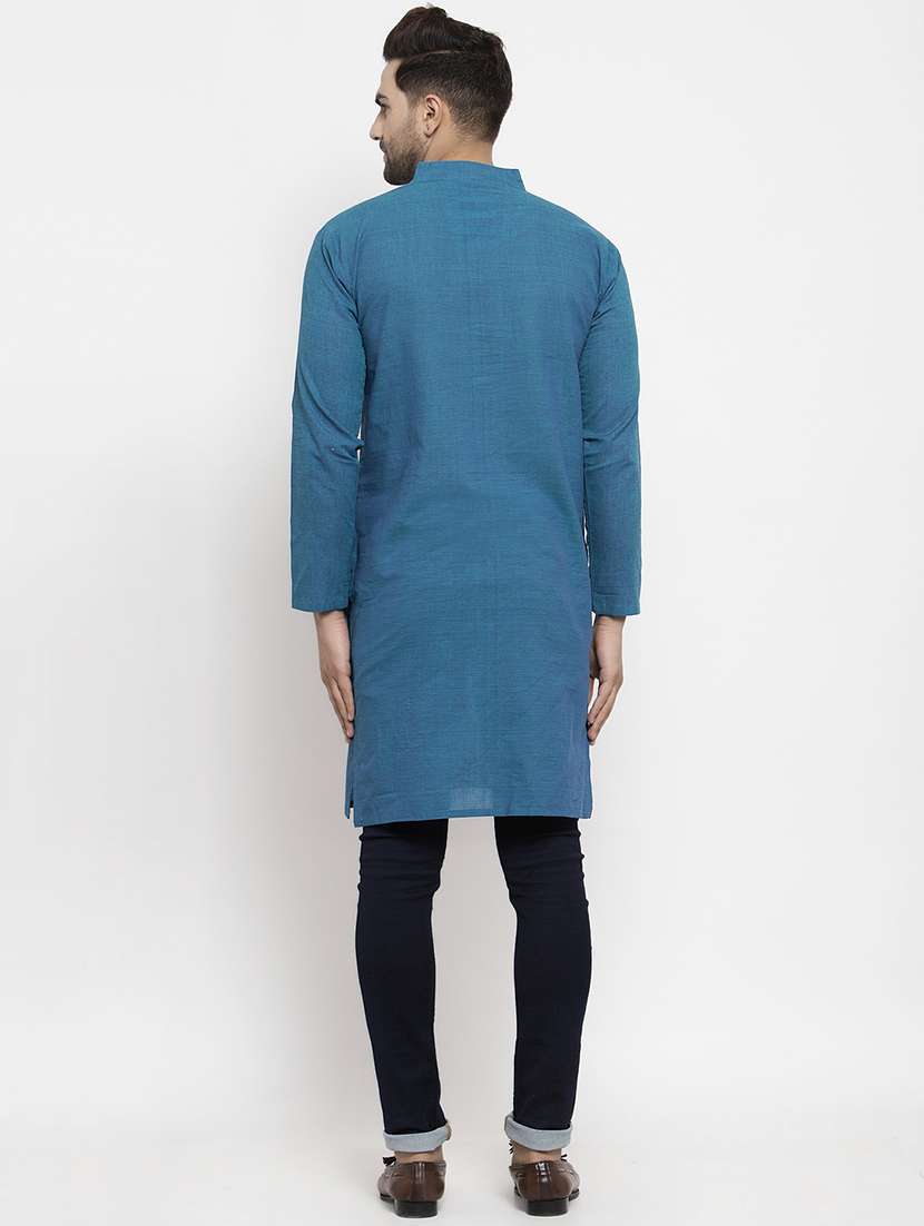 blue solid long kurtas kurta - 18179159 -  Standard Image - 2