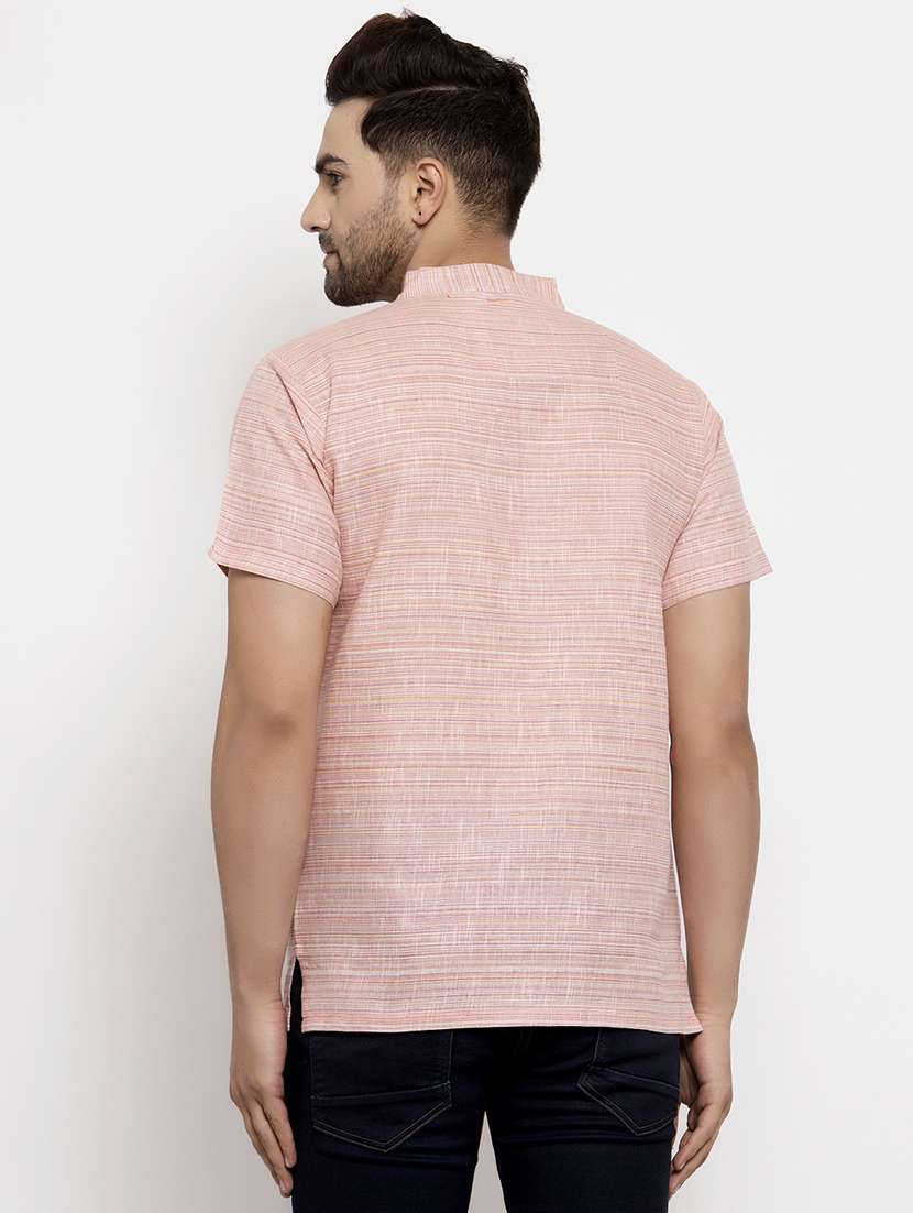 pink stripe short kurta - 18179164 -  Standard Image - 2