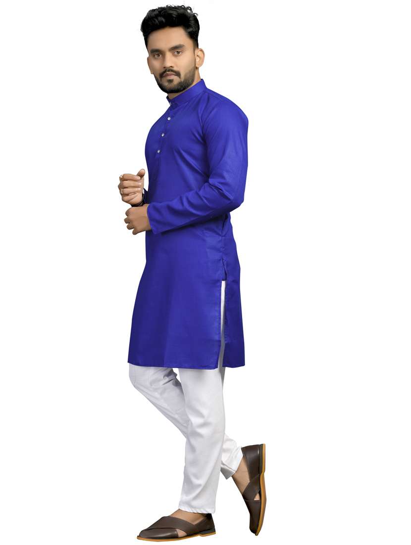 blue silk blend kurta pyjama ethnic wear set - 18179246 -  Standard Image - 2