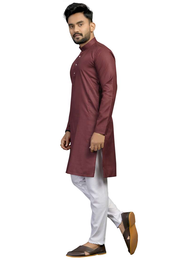 men mandarin neck solid kurta pyjama set - 18179250 - Standard Image - 2