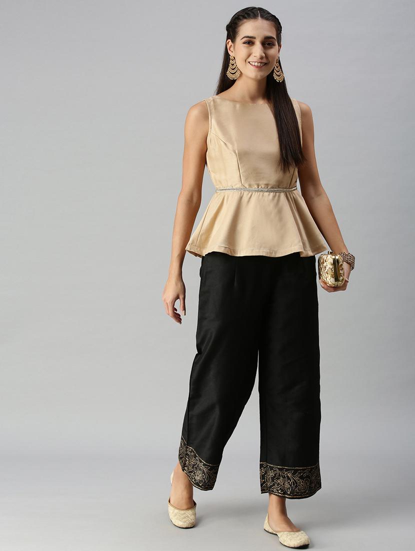 women's peplum round neck top - 18179284 - Standard Image - 2
