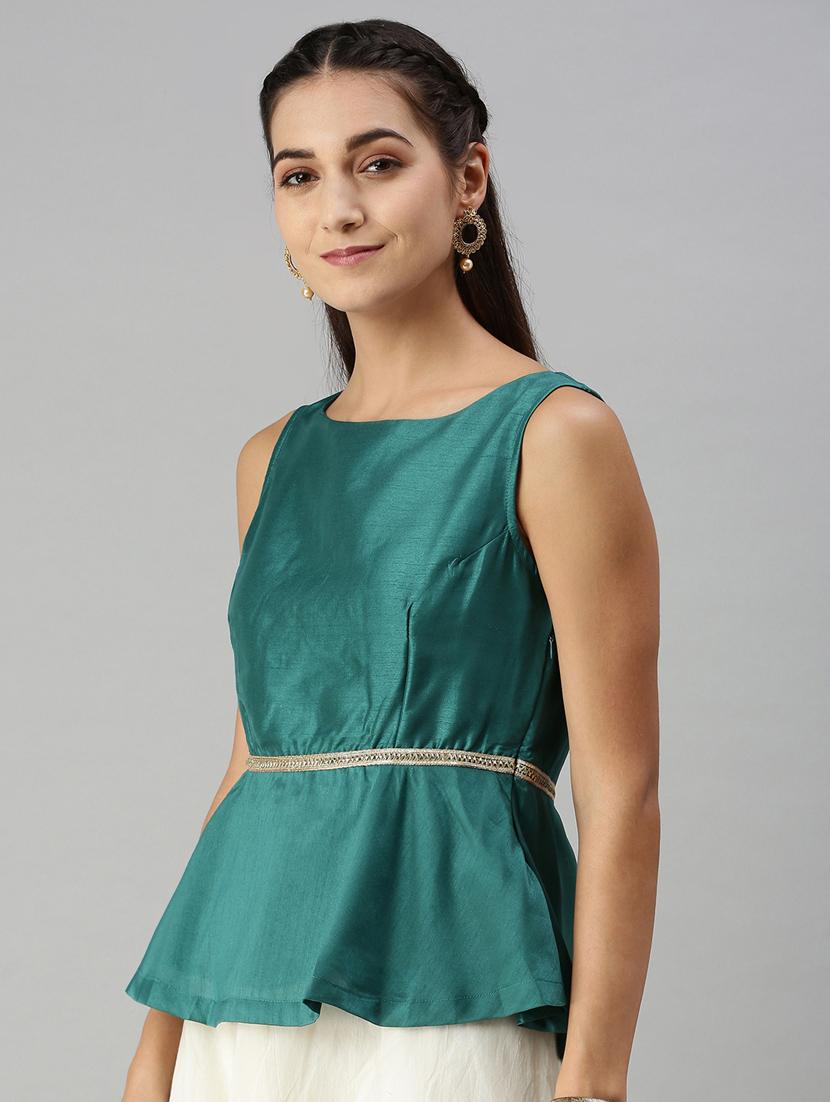women's peplum round neck top - 18179287 -  Zoom Image - 0