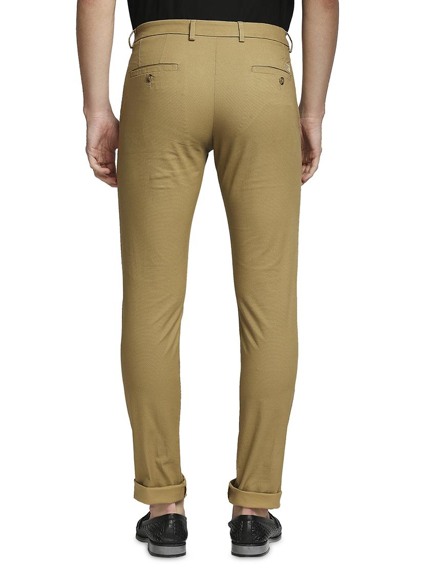 brown solid flat front casual trouser - 18180373 - Standard Image - 2