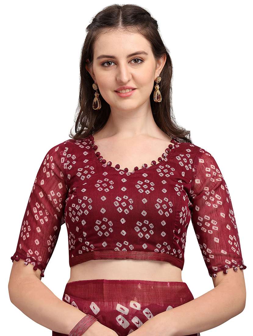 bandhani printed saree  with blouse - 18180819 -  Standard Image - 2