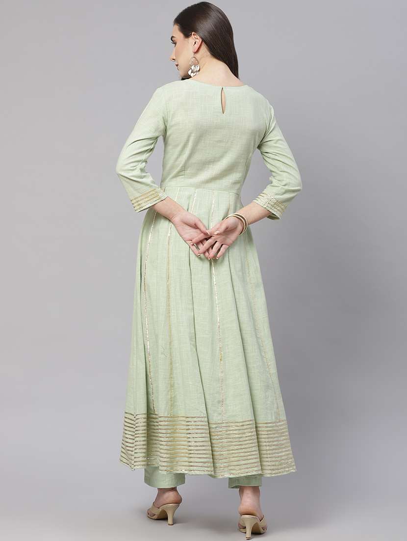 green cotton kurta pant  set - 18181330 -  Standard Image - 2
