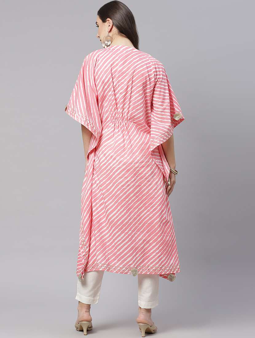 laheriya print kaftan kurta - 18181343 - Standard Image - 2