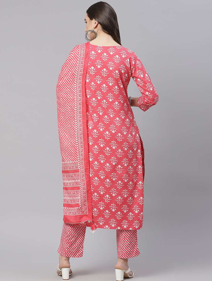 pink cotton kurta pant set - 18181373 - Standard Image - 2