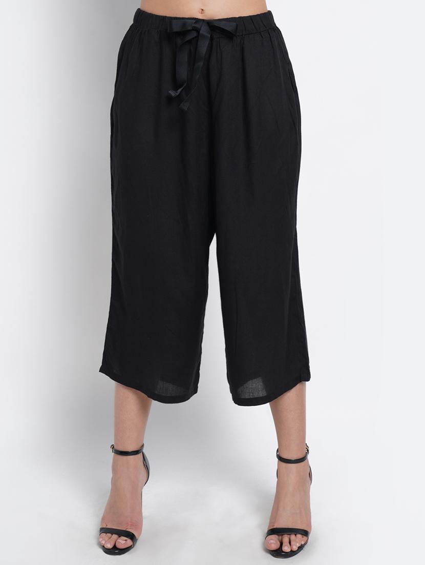 women solid mid rise culottes