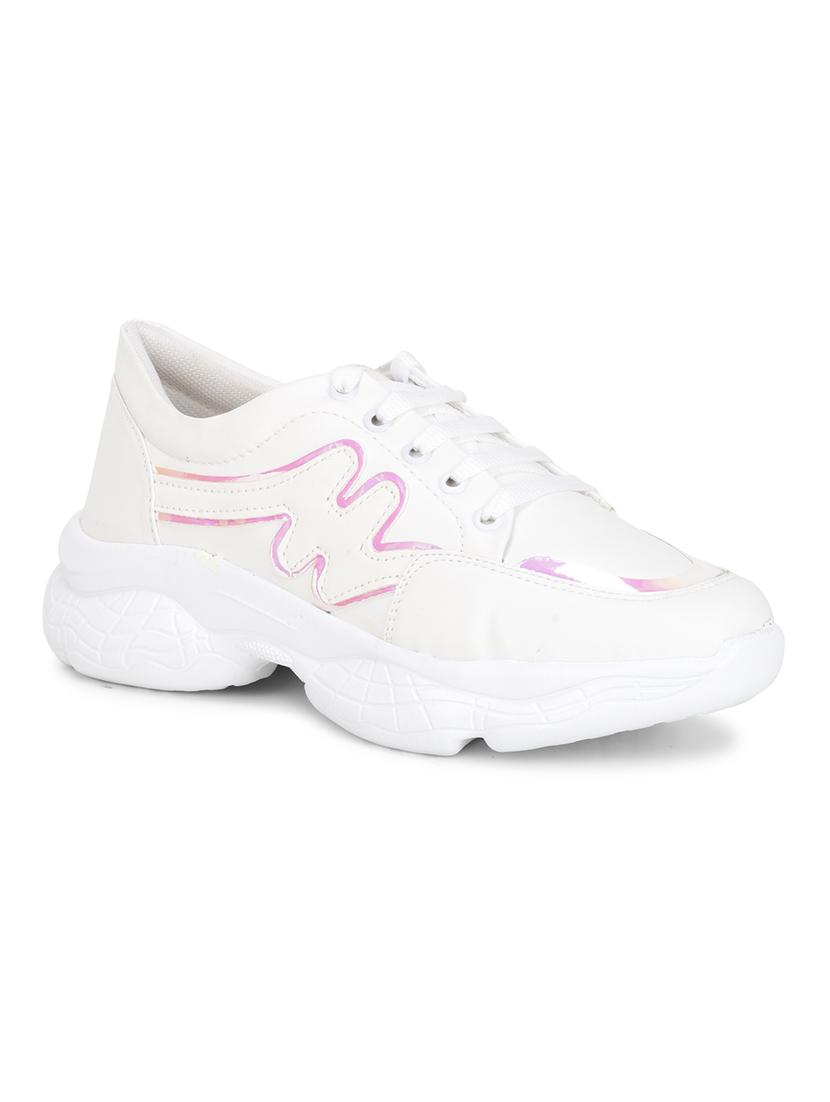 white patent leather laceup sneakers