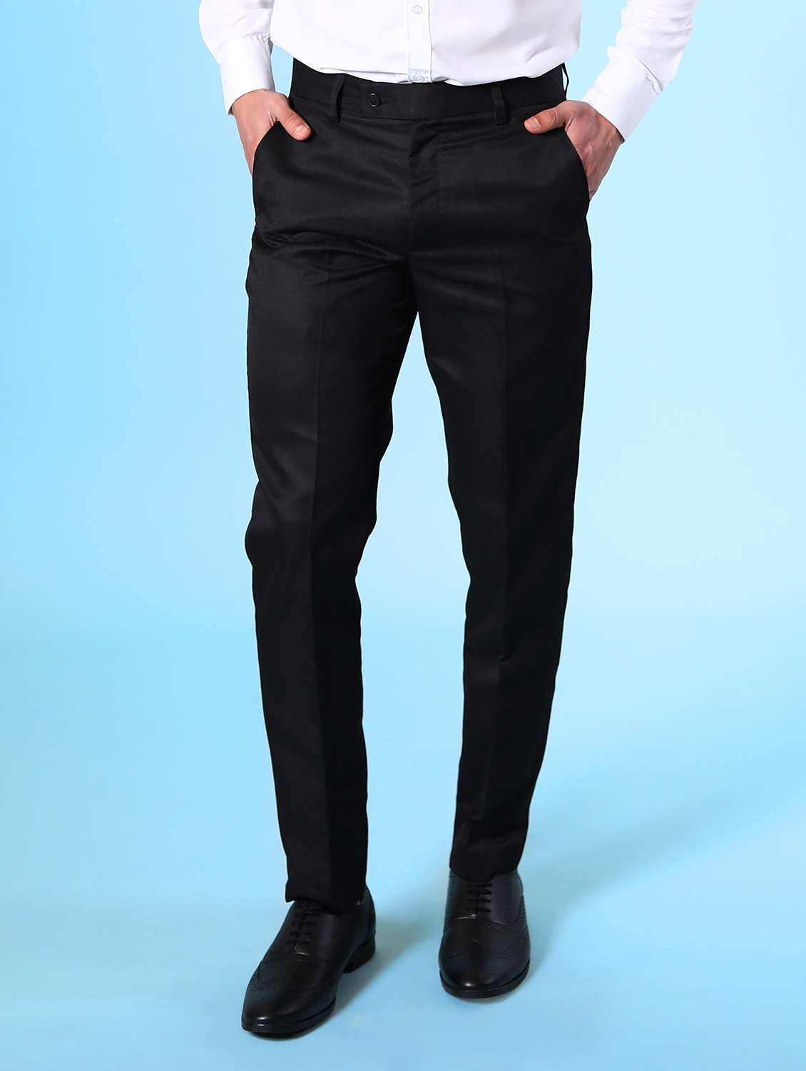 black solid flat front formal trouser