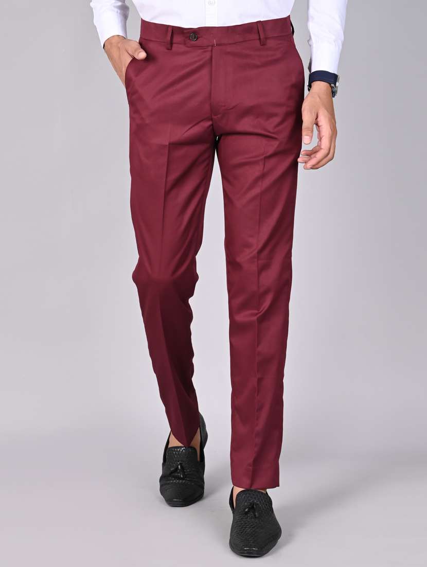 red solid formal trouser