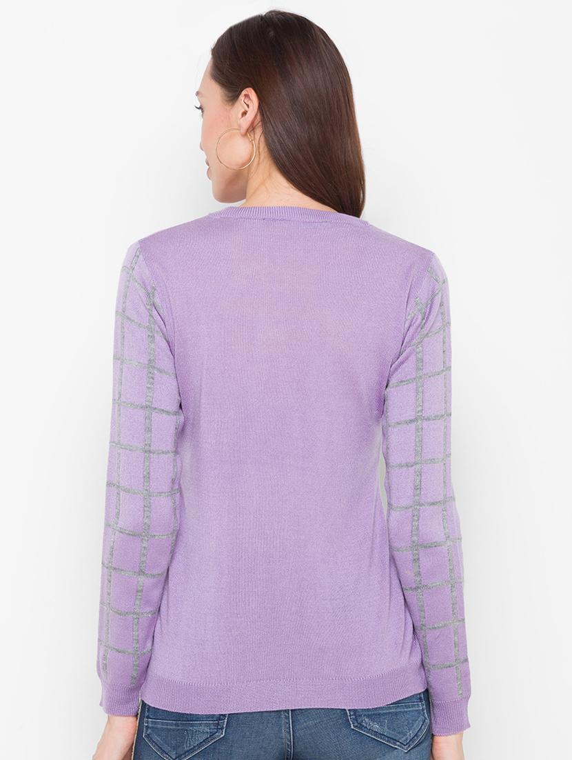 purple checked regular pullover - 18182421 - Standard Image - 2