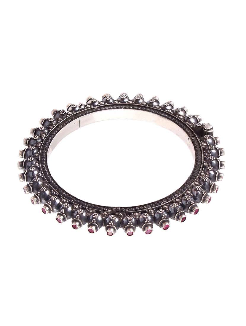 silver, oxidized statement rawa kada bangle