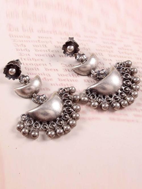 silver floral design drop earrings - 18182567 - Standard Image - 0
