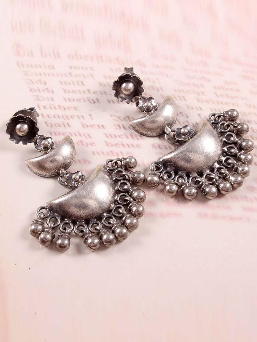 silver floral design drop earrings - 18182567 - Zoom Image - 0