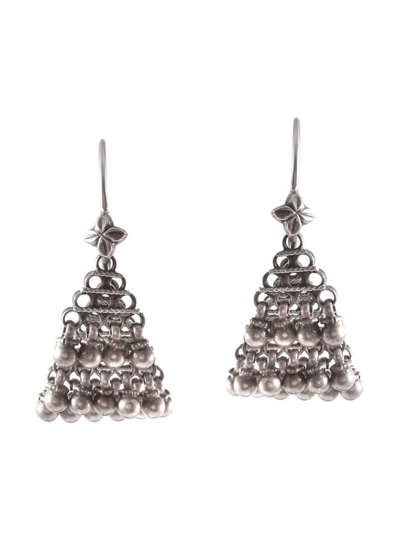 silver antique design ear hoops - 18182579 -  Zoom Image - 0