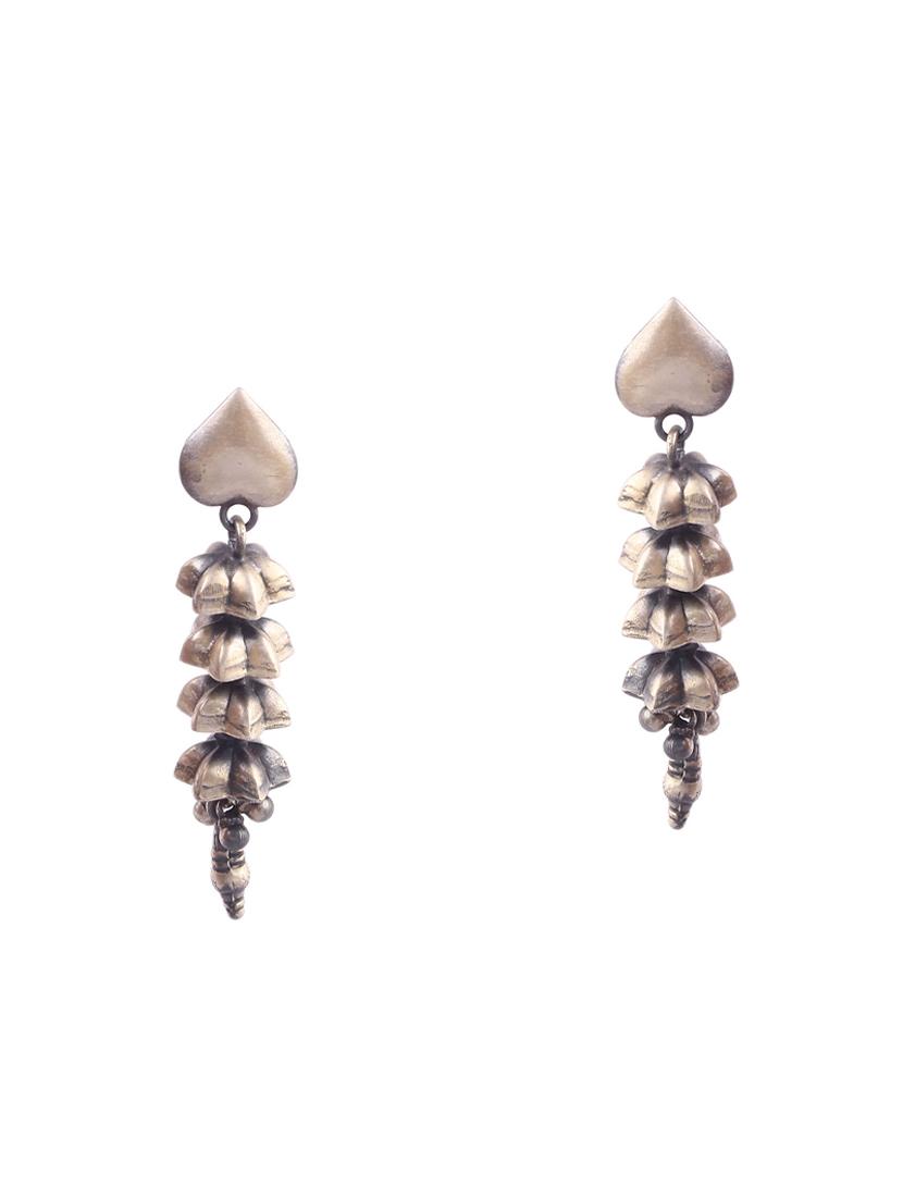 silver oxidized, unique tear-drop design, stud earrings - 18182590 -  Zoom Image - 0
