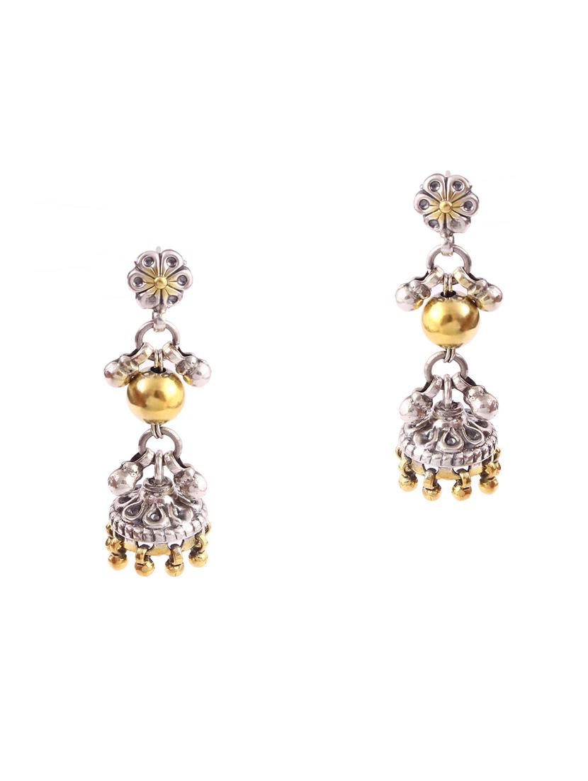 gold plated silver, statement ghungroo stud earrings - 18182603 - Zoom Image - 0