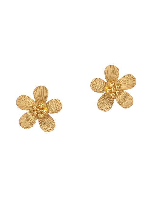 gold plated silver, floral minimal ear studs - 18182605 - Standard Image - 0