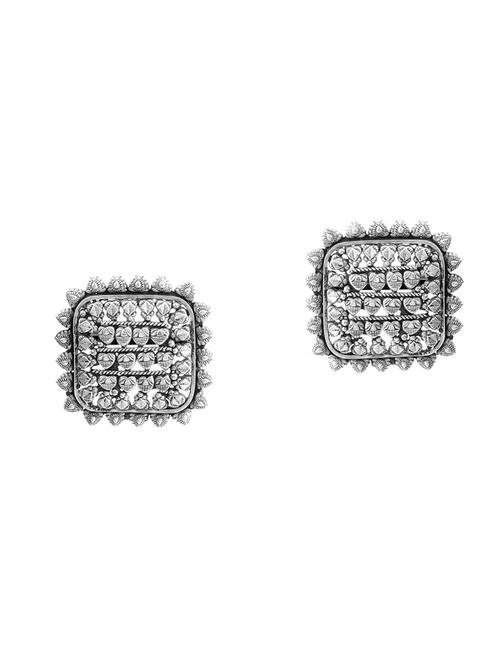silver, statement rawa work stud earrings - 18182608 - Standard Image - 0