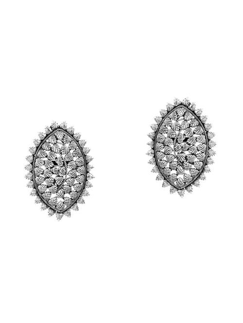 silver oval rawa statement, ear studs - 18182610 -  Standard Image - 0