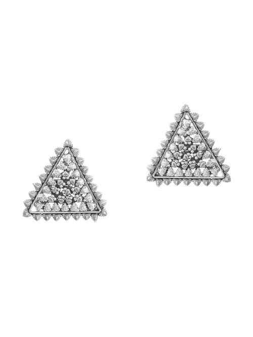 silver triangle statement rawa ear studs - 18182613 - Standard Image - 0