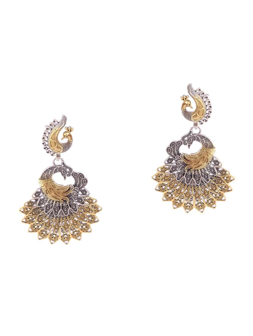 gold plated silver, adorable peacock rawa stud earrings
