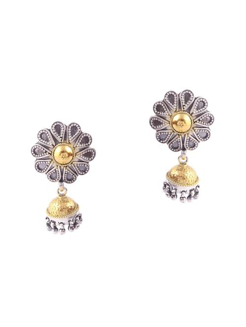 gold plated silver, floral stud jhumki - 18182617 - Standard Image - 0