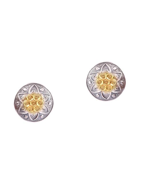 gold plated silver, rawa & floral ear studs - 18182620 - Standard Image - 0