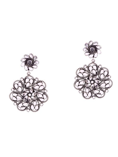 silver adorable cz's floral rawa stud earrings - 18182625 - Standard Image - 0