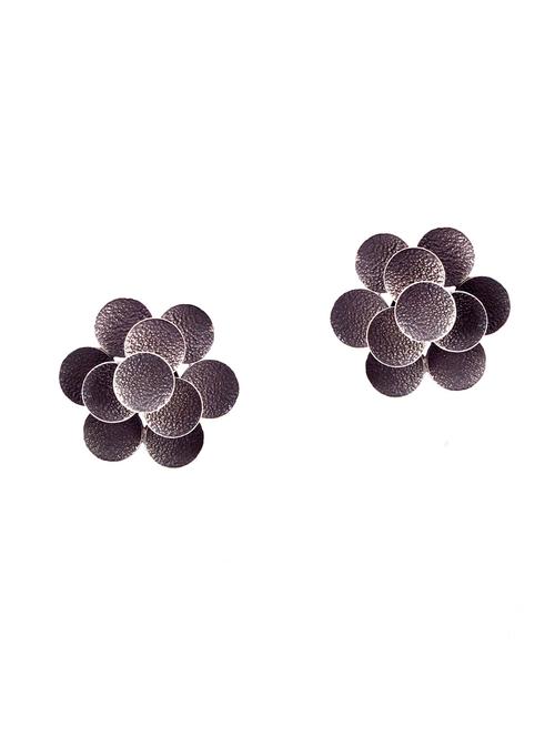 silver oxidized, antique floral ear studs - 18182627 - Standard Image - 0