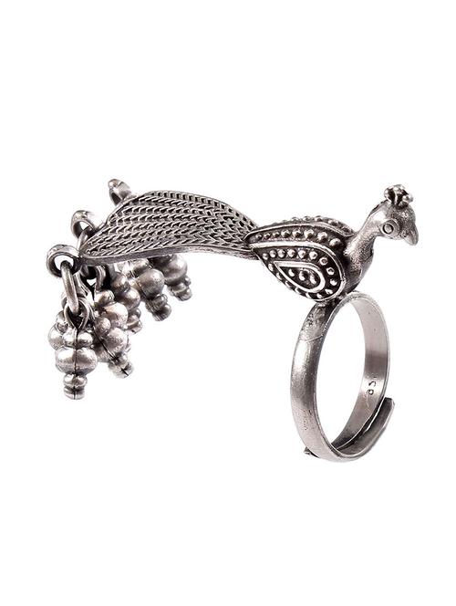 silver adorable peacock, oxidized ring - 18182647 - Standard Image - 0