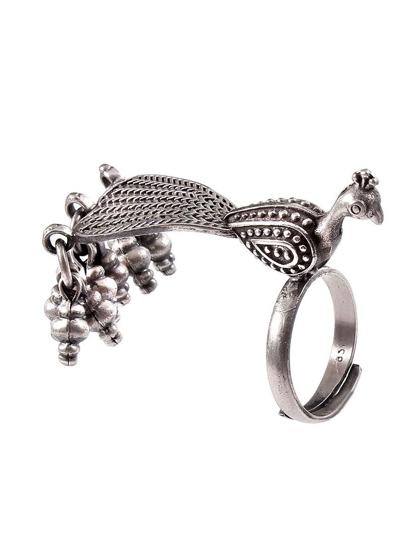 silver adorable peacock, oxidized ring - 18182647 - Zoom Image - 0
