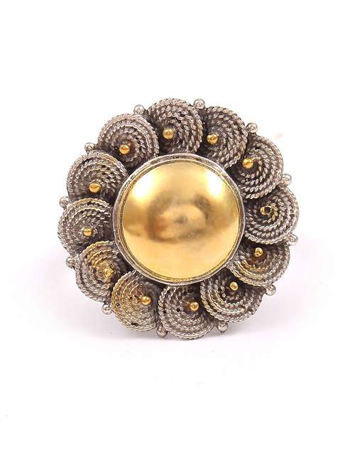 silver gold plated, adorable floral, designer ring - 18182655 - Standard Image - 0