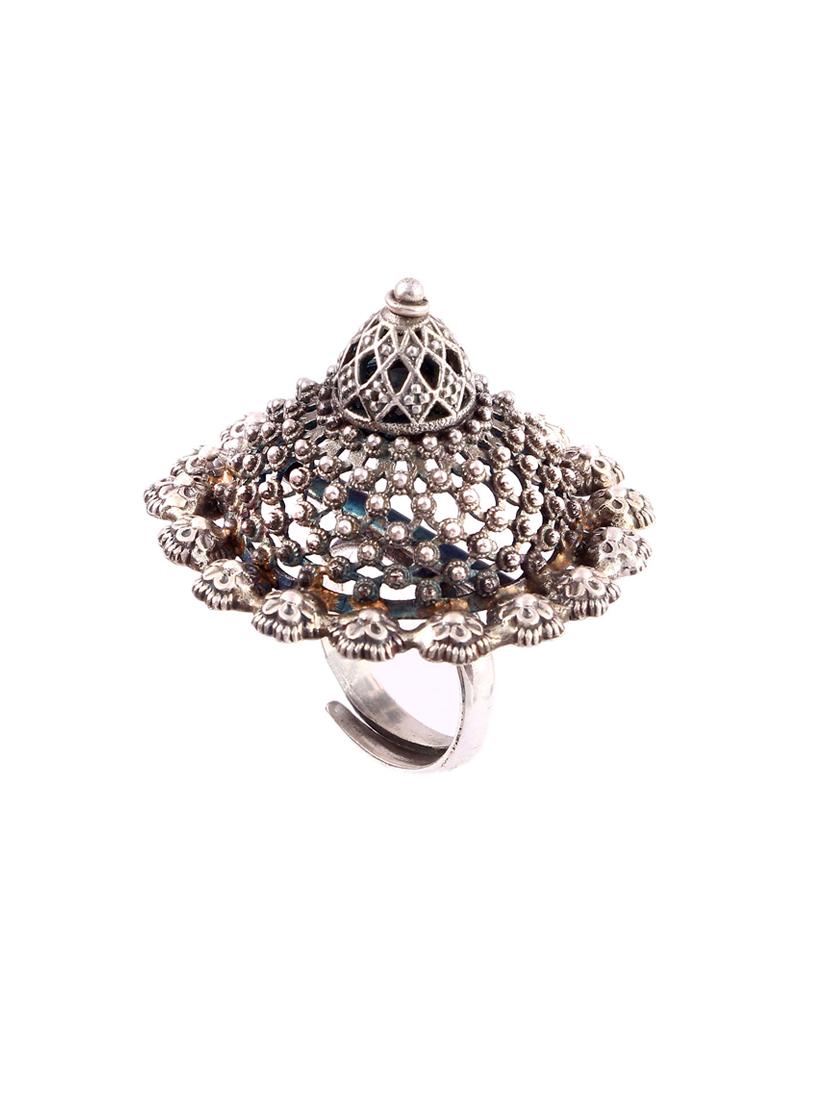 silver statement rawa floral cocktail ring - 18182661 - Zoom Image - 0